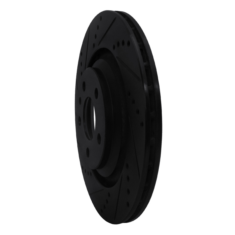 Audi S6 Brake Rotor (1) - Rear Left - R1 Concepts - Drilled & Slotted - Black - `07-`11